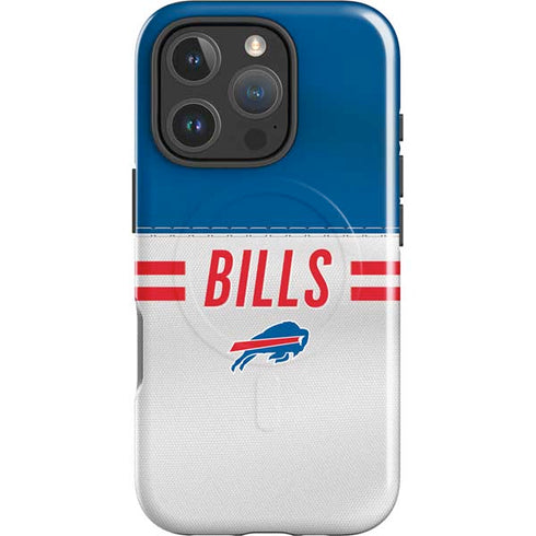 NFL Buffalo Bills White Striped iPhone 16 Pro Magsafe Impact Case